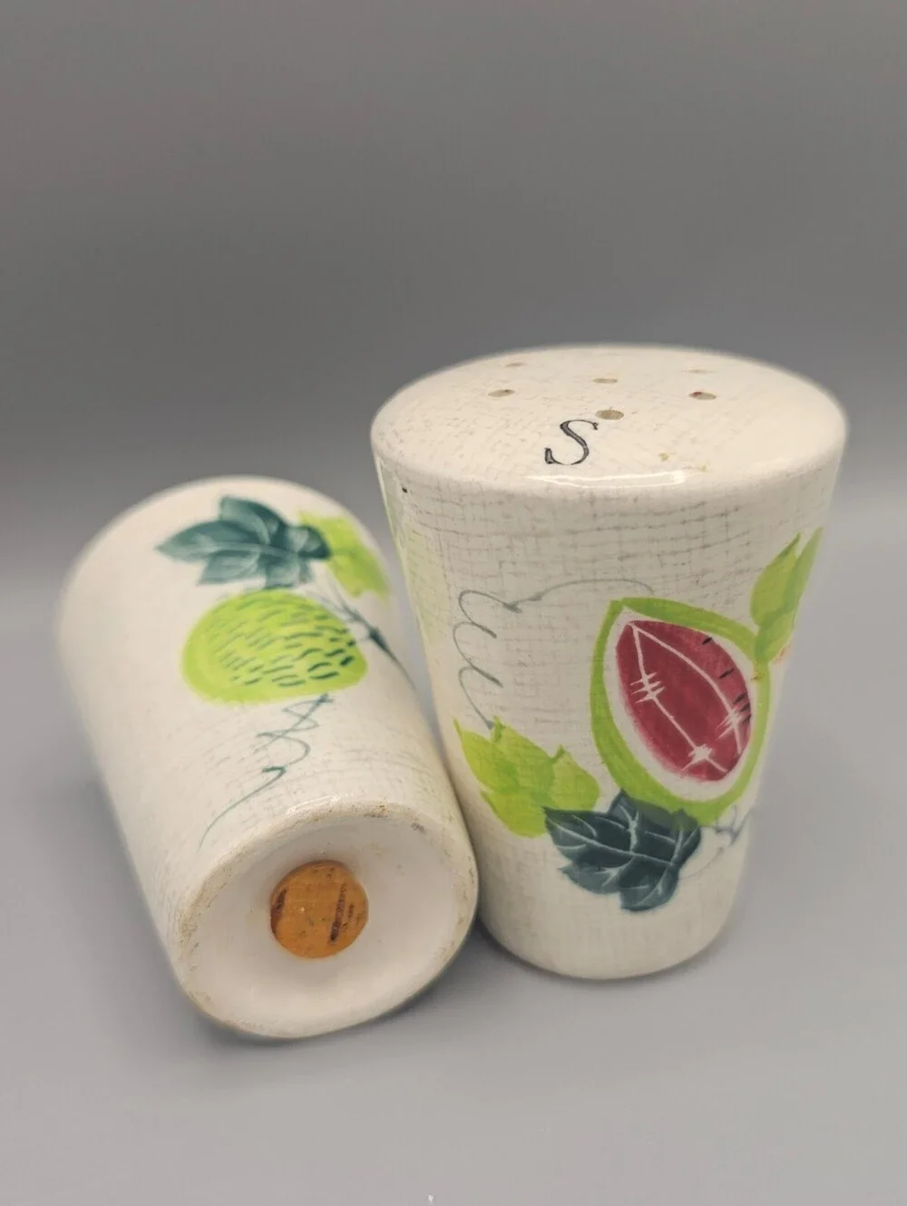 Vintage Ceramic Salt and Pepper Shakers with Fruit Design